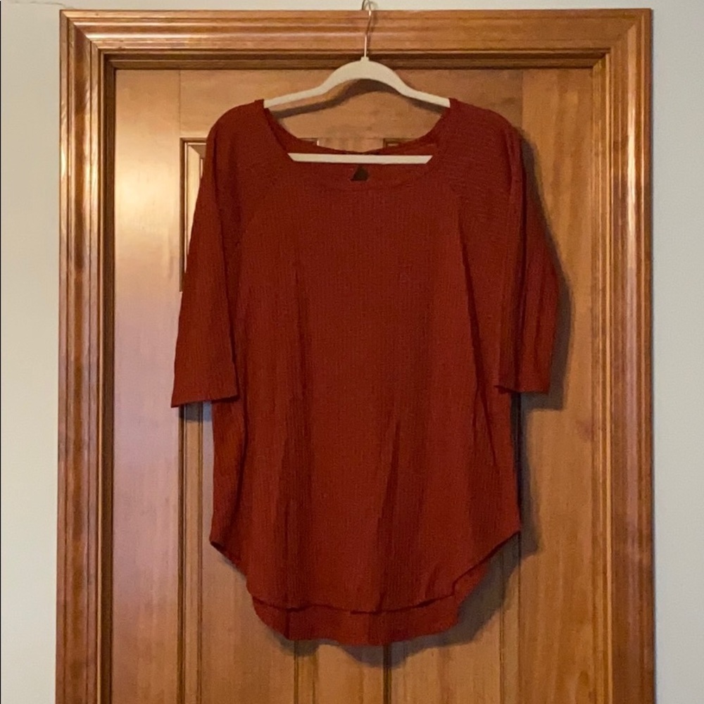 Rust waffle tunic... 3/4 sleeve. Lightweight...tts